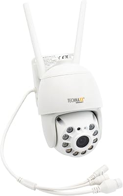 Technaxx FullHD Aussen Überwachungskamera IP66 mit Bewegungsmelder bis zu 15 m, FullHD-Videoauflösung, Nachtsicht IR, Rotationswinkel 355° & 90° – 3MP WiFi PT Dome Kamera TX-192