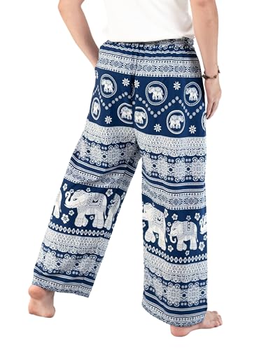 VIENG PING, Casual Bohemian Hippies Elephant Drawstring Pants with Pockets Premium Italian Silk Trousers for Men & Women3