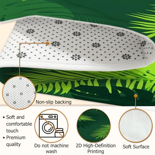 Alfombra de pasillo de hojas de palmera moderna verde rectangular 8