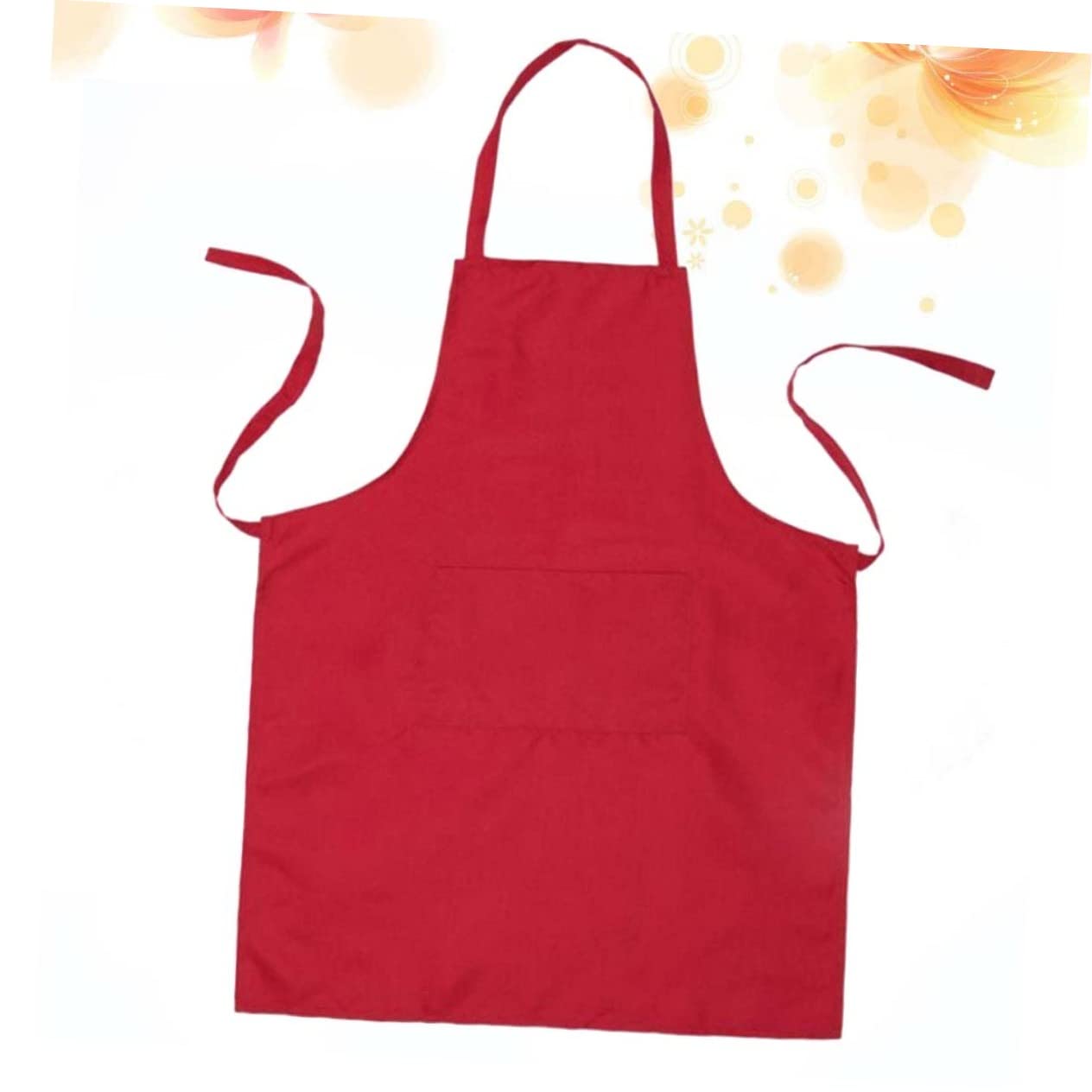 BESTonZON 6piezas Delantal De Cocina Rojo Diseño Sin Mangas y Cuello Para Restaurantes y Hogar Bolsillo Amplio Para Almacenaje
