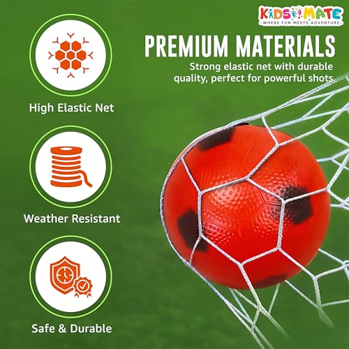 Image of Kidsmate Kids Football Goal Set with Ball & Pump | Sturdy Build Mini Football Net, Easy Setup Indoor & Outdoor Beginner Sports Practice | Perfect for Training & Fun Playtime - Green,Orange