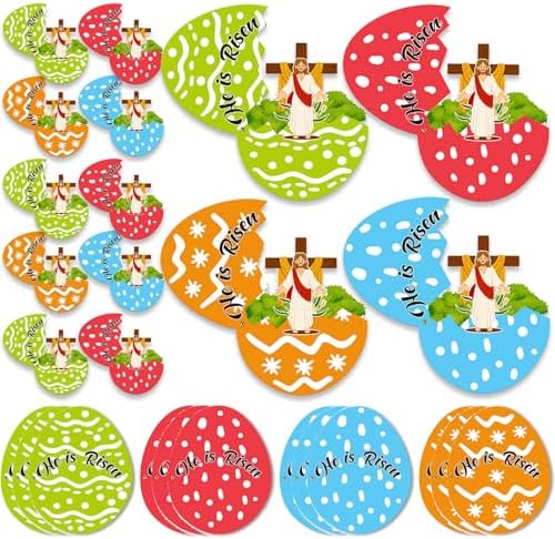 30 Set Easter Crafts Kit For Kids - He Is Risen Cross Button DIY, Sunday School & Bible Activity