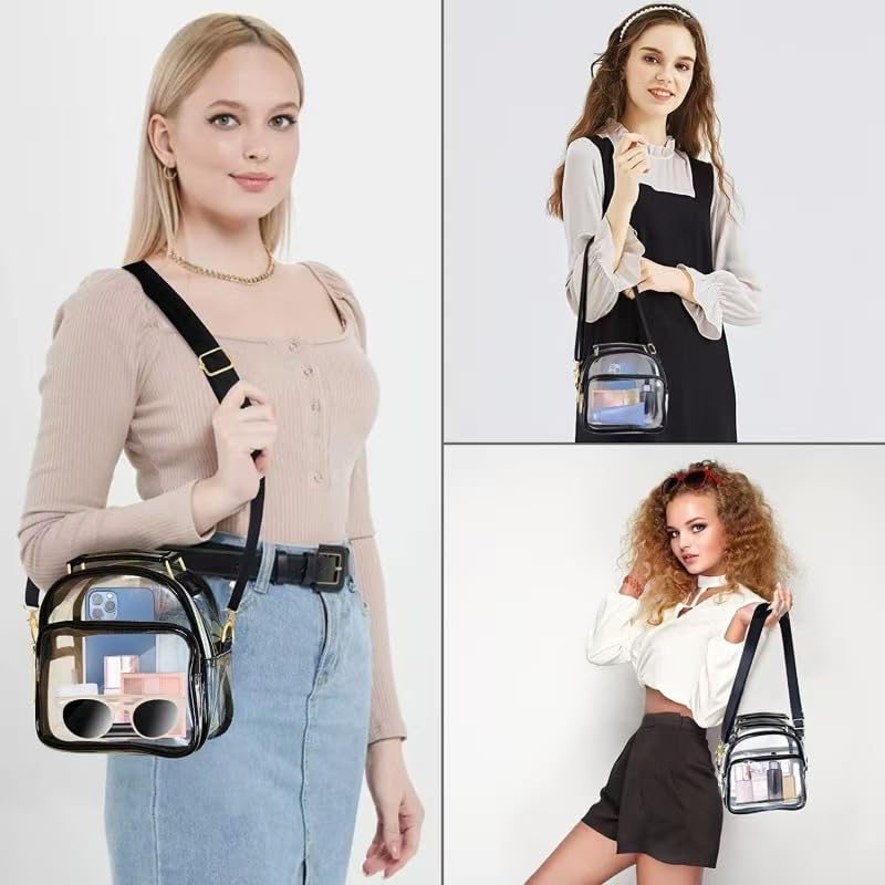 Bolso Tote Transparente con Cierre de Color Negro miniatura 2