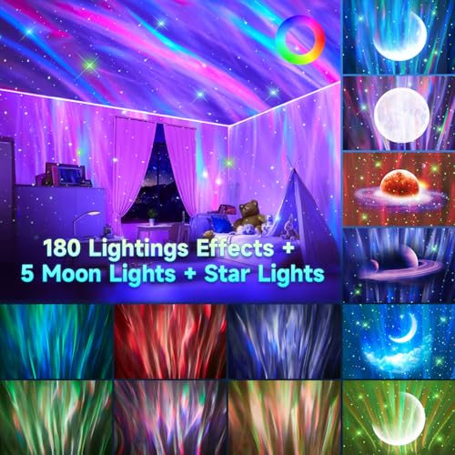 COOLNIGHT Starry Sky Projector for Kids 180 Light Modes, 5 Moon Movies, Aurora Galaxy Lamp, 15 White Night Sky Sounds - Image 2