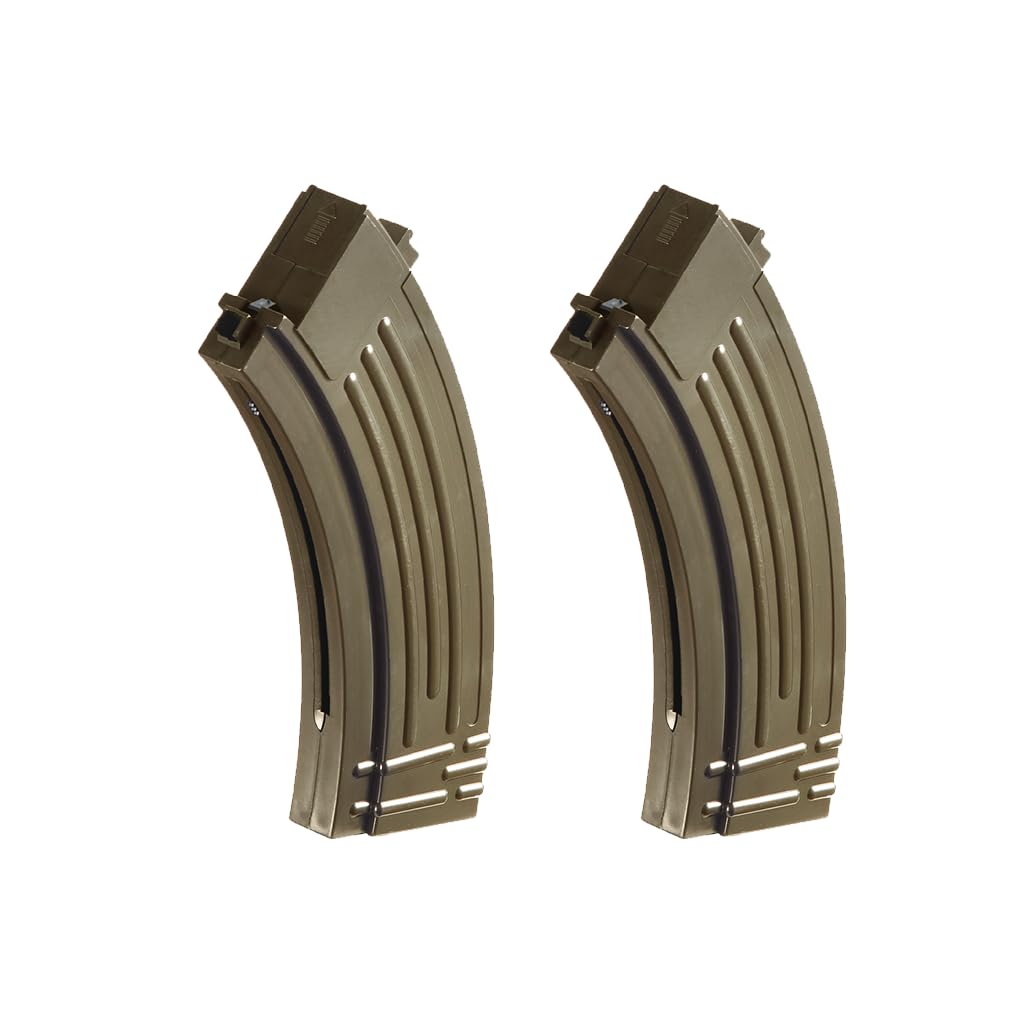 GoldenBall Airsoft Tactical AK-47 Spring Rifle Airsoft Magazine 300 Rounds- P48-Two Pack (Tan)