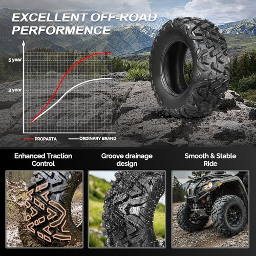 Image of TUFFIOM 26x9-12&26x11-12 Set of 4 for All Terrains, Mud Sand Off-road ATV UTV Tire for Trail Vehicles, 6 PR, Deep Tread, Tubeless