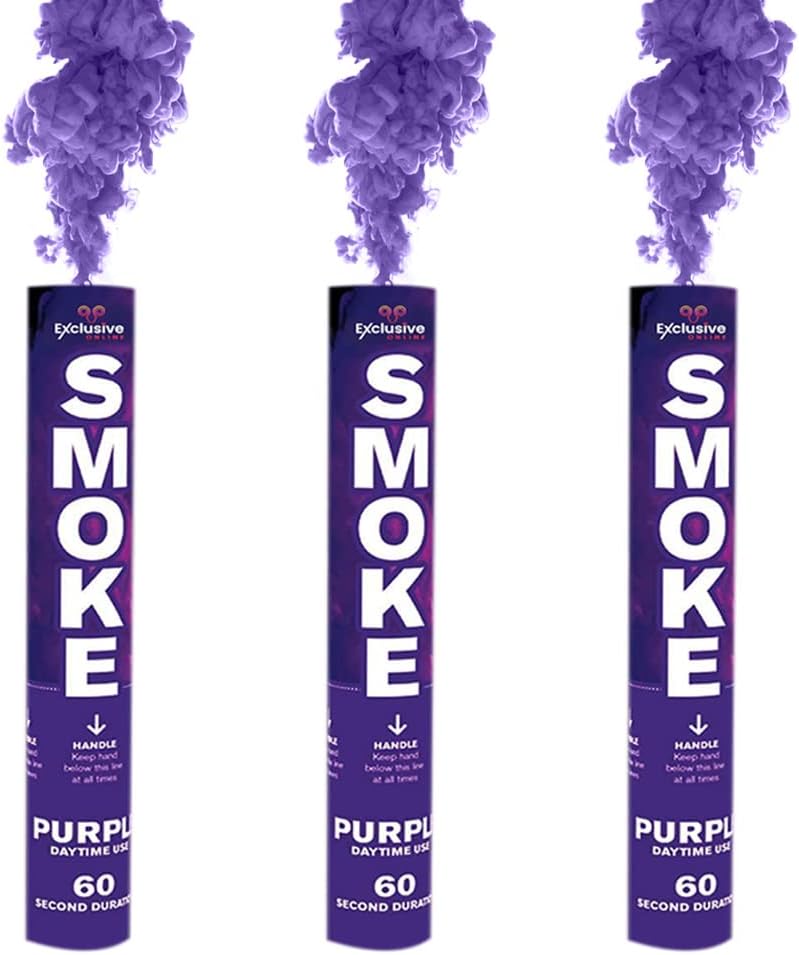 Pack of 3 Party Handheld Daytime Smoke for Paintball, Weddings, Photoshoots & Special Effects (Purple)