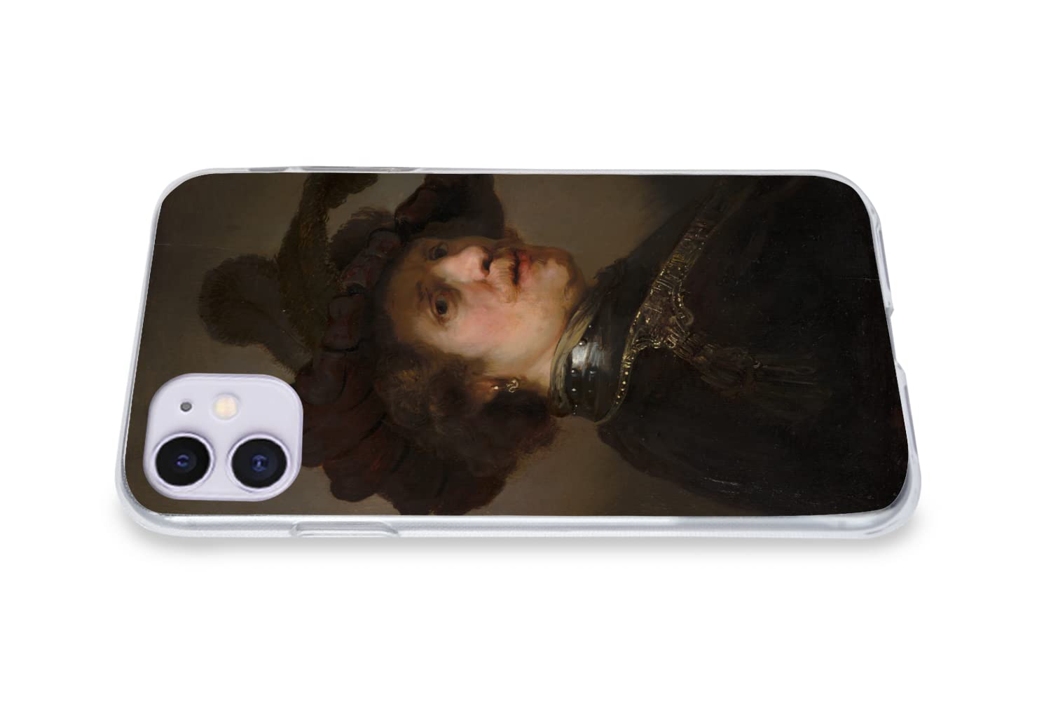 MuchoWow Funda para iPhone 11 - Tronía de un Hombre con Boina de Plumas - Rembrandt Van Rijn - Funda de Silicona/Funda Blanda para teléfono móvil
