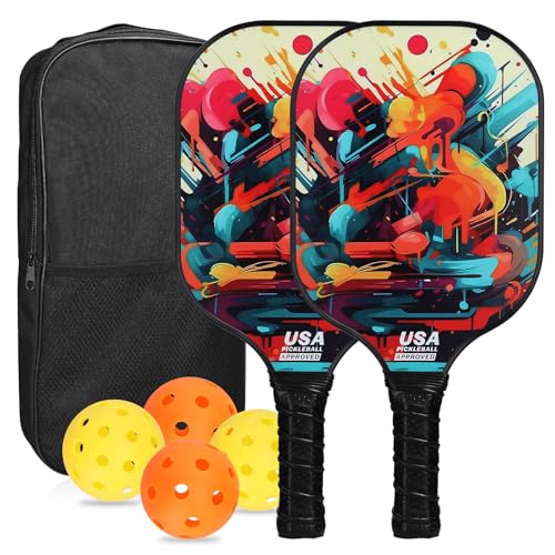 Raquetas de pickleball de fibra de vidrio Domary con pelotas para deporte exterior e interior