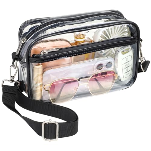 Image of PACKISM Clear Bag for Stadium Events - Small Clear Purse Crossbody Bag | Adjustable Wide Strap, 2 Easy Access Pockets, Thick 0.5mm PVC, for Sports Game Day Concerts Festival, Women Clear Stadium Bag