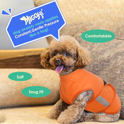 Image of MIGOHI Dog Anxiety Relief Coat,Comfort Anxiety Vest for Dogs,Adjustable Dog Anxiety Calming Wrap for Fireworks,Travel,Separation,Anxiety Jacket for Medium Dogs,M, Orange