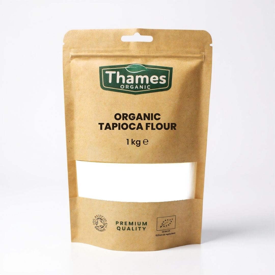 Organic Tapioca Flour - Non-GMO, Raw, Versatile, Vegan, Perfect for Baking and Thickening Sauces - Resealable Pouch for Freshness - Thames Organic 1kg