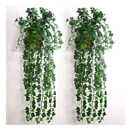 Vaso Trançado com Planta Artificial Verde Pendurada