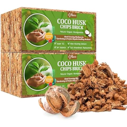 Riare 4 Pack Coco Chips Substrate for Plants- 4.4lb 100% Organic Coconut Husk Brick with Low EC and pH Balanced, High Expansion Coconut Substrate Coco Husk Mulch for Garden Flowers, Herbs, Planting Cover