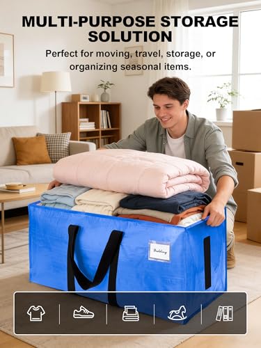 HOMESURE Supports 200lbs Heavy Duty Moving Bags - Strong Zipper & Wrap-Around Handles - Water-Resistant Storage Totes, Durable Alternative to Moving Boxes - 4 Pack -Multi-Color System for Easy Sorting - view 3