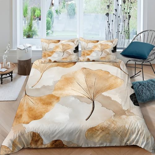 Parure de lit feuilles d'automne microfibre 140x200cm pour lit simple - 4