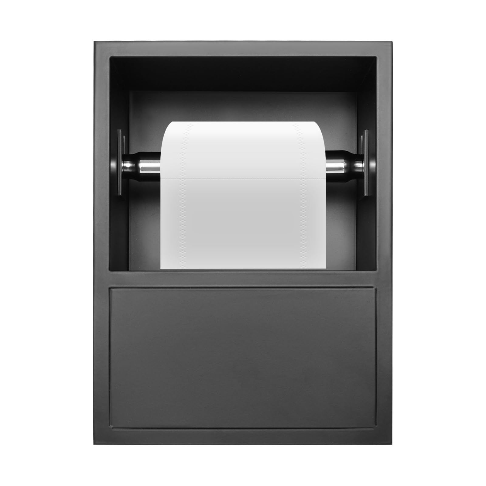 Portarrollos de papel higiénico empotrado de acero inoxidable 304, soporte de papel higiénico para montaje en pared, ahorro de espacio para baño y aseo de invitados