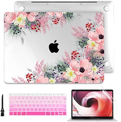 Laptop Case for MacBook Air 13 2020 2019 2018 with Touch ID & Retina Display Floral Series Hard Shell with Keyboard Cover Screen Protector for New Mac Air 13.3 inch A2337 A2179 A1932, Beautiful Floral