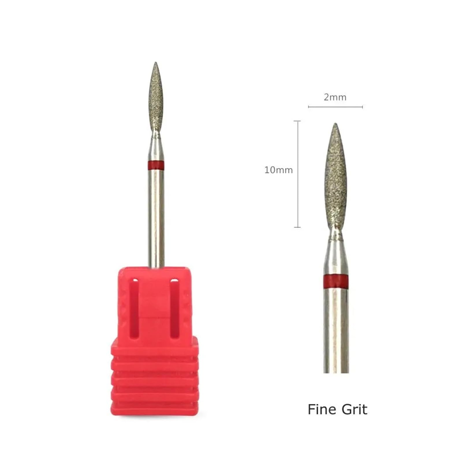 Brocas de diamante fino para uñas, fresas en forma de llama, para limpiar cutículas, 1 unidad (H0210D-F) ZCKHNQOP