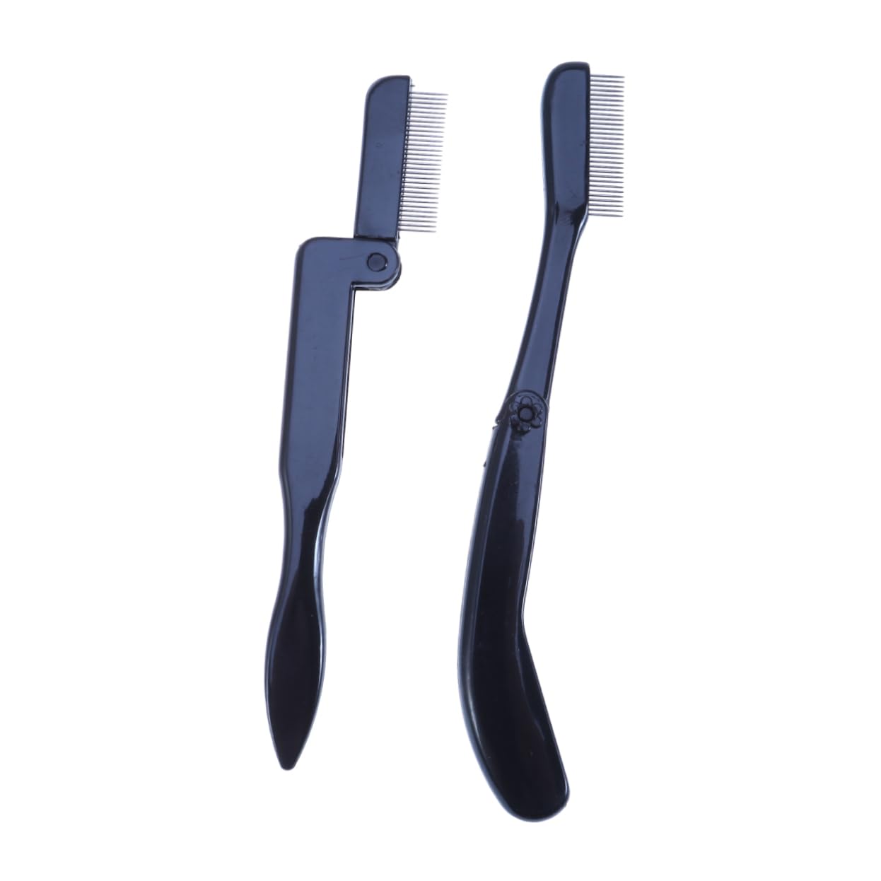 NULYLU 2pcs Stainless Steel Eyebrow Comb Plastic Handle Curved Pin Brush for Eyelashes Makeup