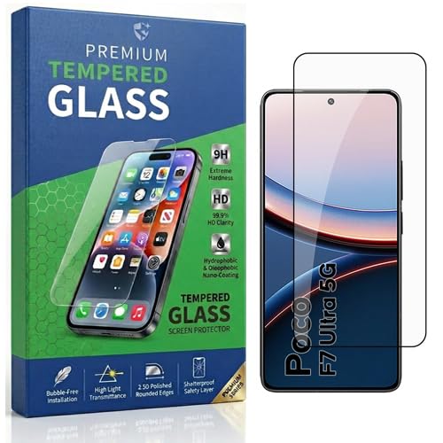 Image of Tempered Glass Compatible With Poco F7 Ultra 5G 6.67 | 9H Hardness | HD Clarity | Anti-Fingerprint | High Touch Sensitivity | Premium Screen Protector Guard