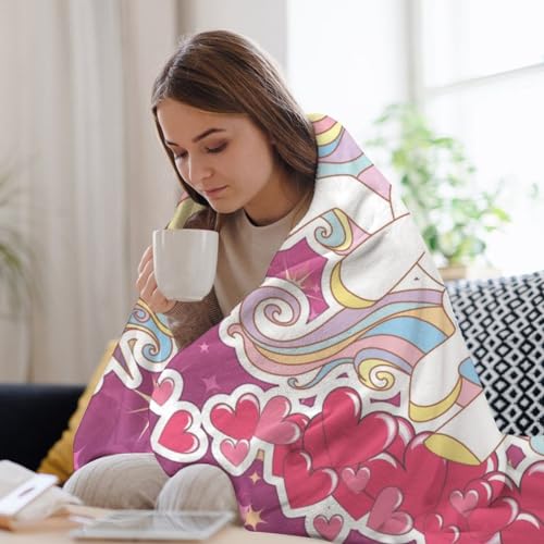Couverture en flanelle licorne rose contre le froid plaid canapé chaud - 8