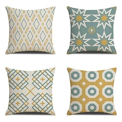 4er Set Dekorativ Kissenbezug Kissenhülle Abstraktes Rautenmuster Leinen Atmungsaktiv Kissenhülle Auto Sofa Dekokissen Sofakissen Bezug Auto Home Bed Büro Garten Dekor kissenbezüge 29x29inch/75x75cm