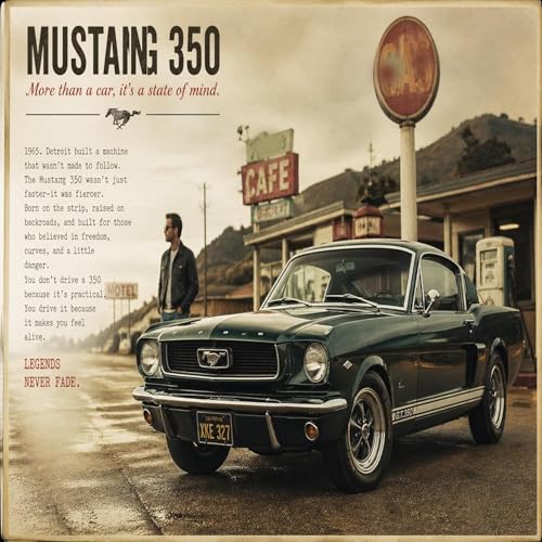 Image of Art Smart Mustang GT Racing Car Air Conditioner Sticker, High Quality Vinyl, HD Gloss Finish, 24 Inches, for Indoor (Black) (VINTAGEMUSTANG)