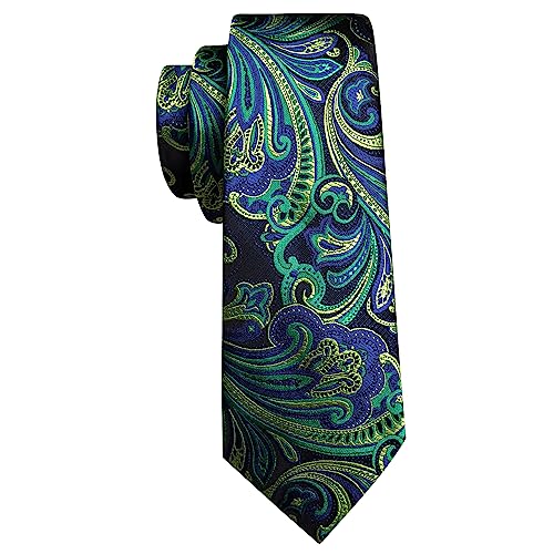 Image of Barry.Wang Paisley Tie Fashion Set Hanky Cufflinks Neckties for Men Woven Silk