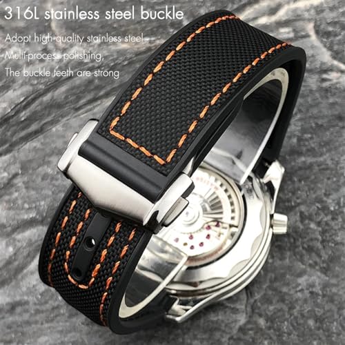 Bracelet montre silicone nylon 20mm pour Omega boucle déployante - 5