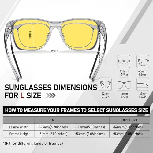 Image of HAOLOTA Night Vision Driving Over Glasses, Polarized Nighttime Glasses Men Women Anti Glare Yellow Tinted Lens