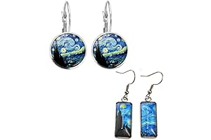 The Starry Night Silver Glass Earrings: Celestial Charm for Artful Adornment