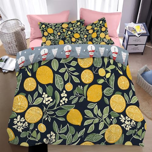 Housse de couette motif citron rétro pour lit king size 240x260