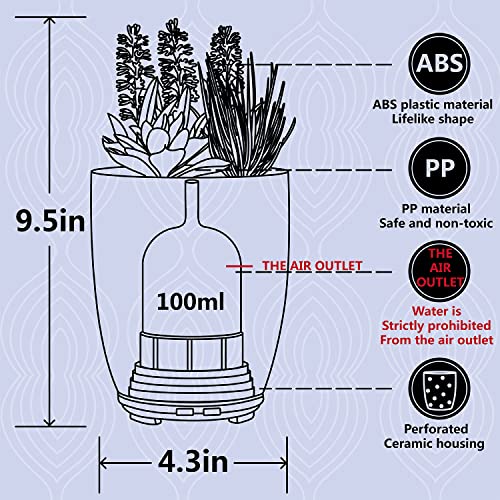 Essential Oil Diffuser, Artificial Succulent Plants Potted Diffusers For Essential Oils With 7 Colors Led Light,Ceramic Cool Mist Super Quiet Aromatherapy Diffuser For Home Office Room #TOP5