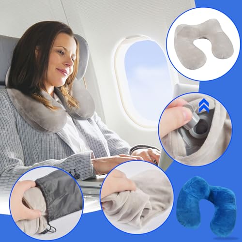 Coussin De Voyage Avion : Oreiller Gonflable de Voyage,2 Sets Coussin Voyage Ergonomique,Compac... – Image 3
