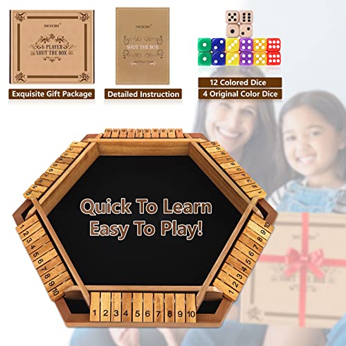 Nicecho Shut The Box Juego de Mesa de Madera para 2-6 Jugadores miniatura 6