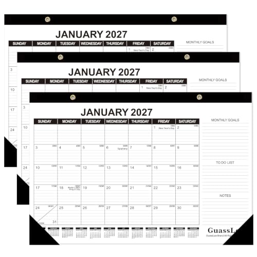 Image of GuassLee Desk Calendar 2027-2028 3 Pack, Jan 2027-Jun 2028, 17 inchx11.5 inch