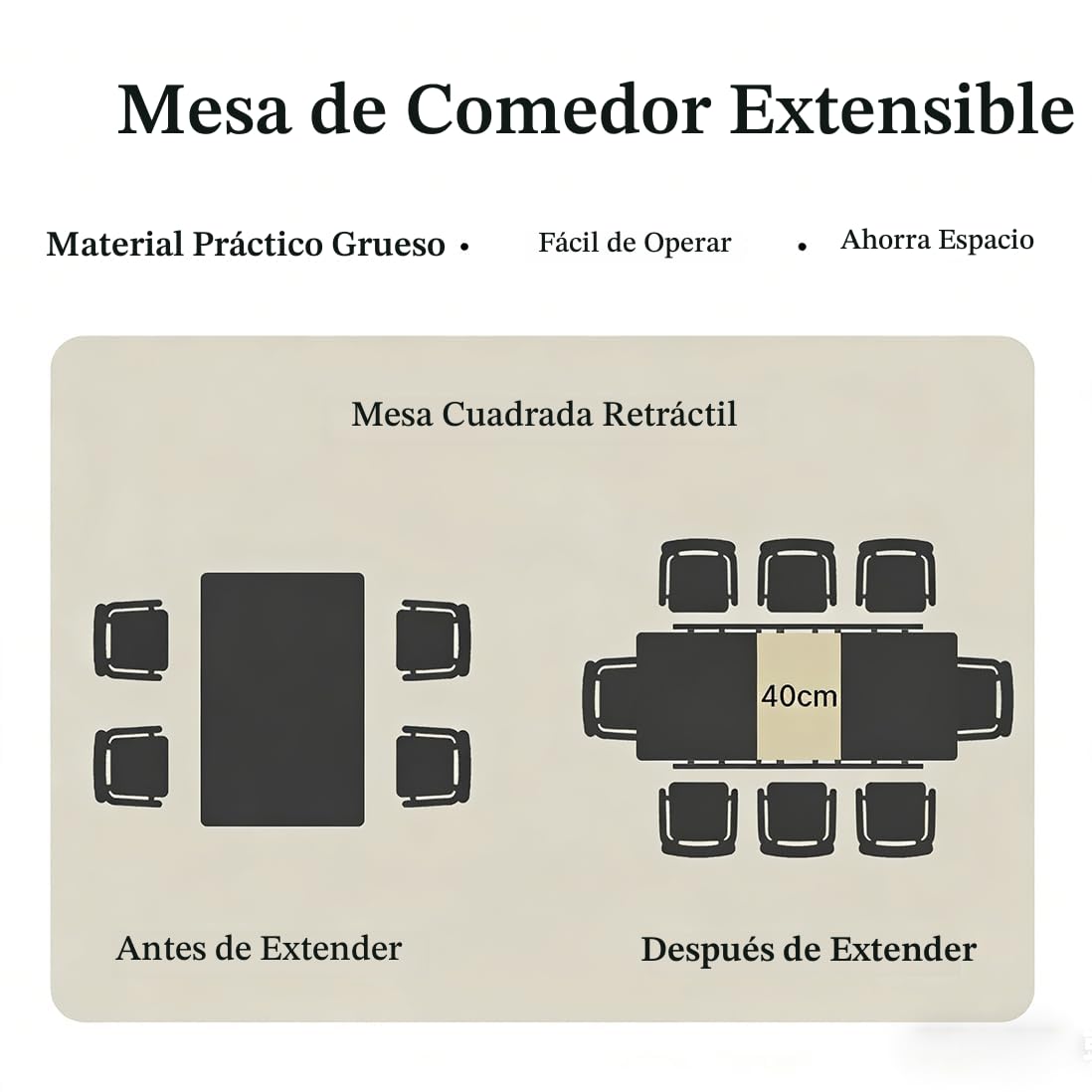 JIEXI Juego de 4 mesas de Comedor Extensibles de 130 x 170 cm, 4 sillas de Pana, Tablero Rectangular de MDF de Cemento, Estilo Moderno y contemporáneo para Comedor y Cocina