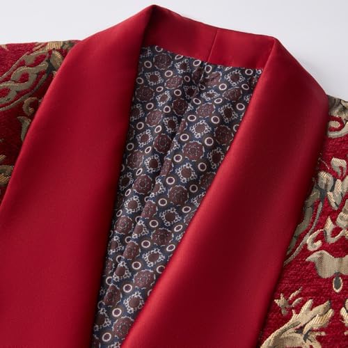 Men's Jacquard Two Pieces Suit Wedding Shawl Lapel Jacket Pants Single Breasted Tuxedo3