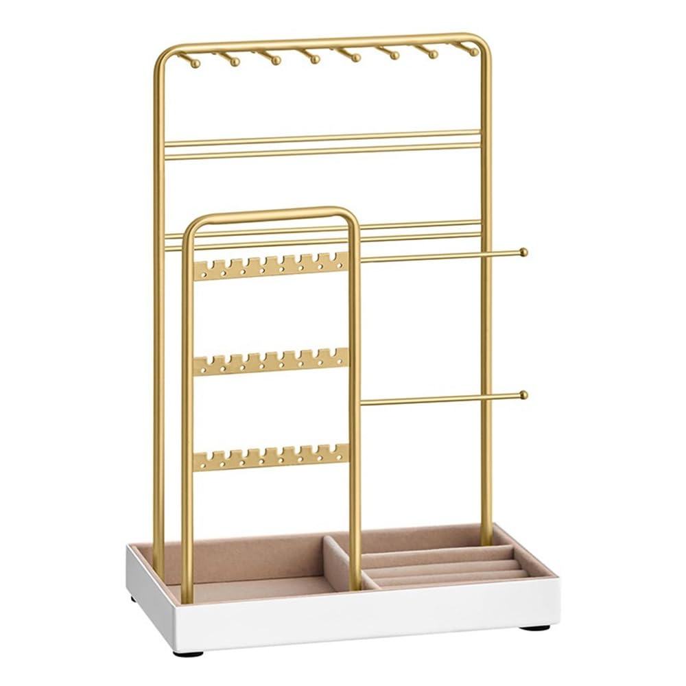 Xumh2024-3 jewelry organizer Metal Jewelry Organizer Stand with Tray Earring Ring for Vanity