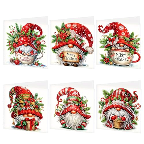 LumiCraft 6 Packs Merry Christmas Diamond Art Painting Greeting Card Kits