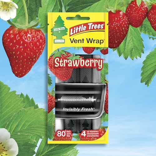 Image of LITTLE TREES Car Air Freshener | Vent Wrap Provides Long Lasting Scent, Invisibly Fresh | 16 Air Fresheners | Strawberry