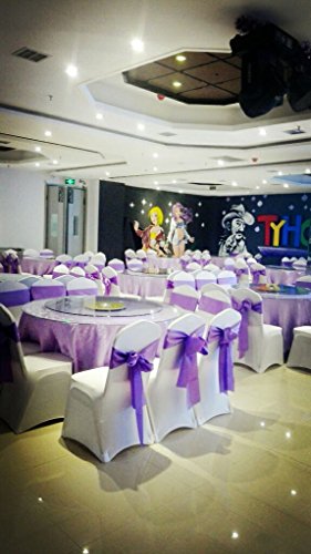 iEventStar Satin Sash Sashes Chair Bow Bows Cover Wedding Banquet Party Chair Decoration (Light Purple, 50) - Image 2