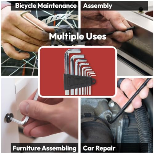 Image of Electronic Spices 9pcs Hex Key Wrench Set | Long Arm Allen Key Set for Bike, Furniture & DIY Repair | Metric Allen Wrench Tool Kit (1.5mm-10mm)