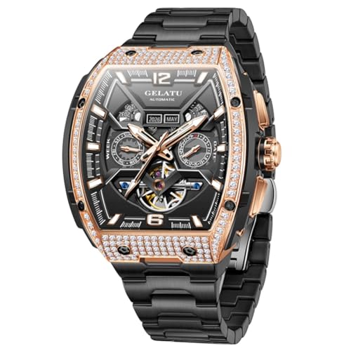 Image of OLEVS Automatic Mens Watch Self Winding Stainless Steel Gold Watch for Men