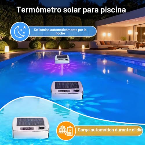 Miniatura 2 de Anmossi Termómetro Solar Flotante Para Piscina, Digital Con Luz Dinámica Rgb, Pantalla Lcd De Fácil Lectura, Resistente Al Agua Ip68, Para Piscinas, Jacuzzis, Spas Y Baños De Hielo