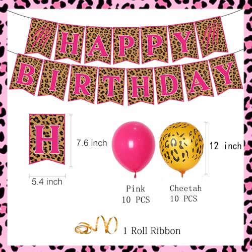 Image of 21 Pieces Cheetah Birthday Decorations Cheetah Birthday Banner Gold Leopard Spots Latex Balloons for Party Boy Girl Baby Shower Supplie