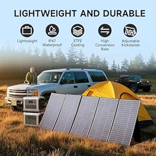 ALLPOWERS 400 Watt Portable Solar Panel Kit, 37.4V 400W Foldable Solar Panel for R1500 R2500 R4000, IP67 Waterproof for Power Station Off Grid RV Outdoor Camping, Plug and Play with Kickstands