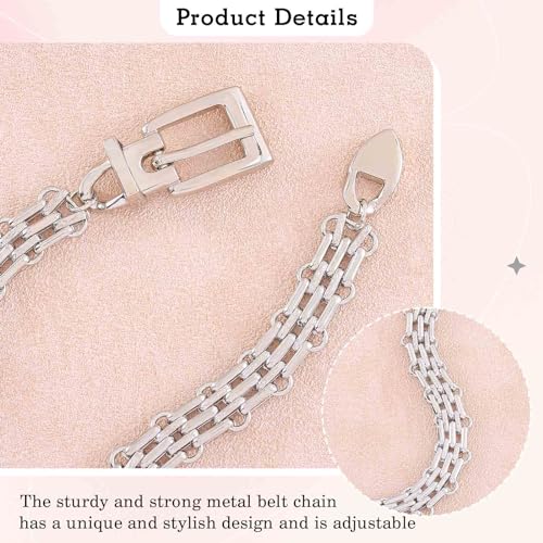 Women Belt Chain Gold Gold Double Curb Metal Belt Fashion Waist Accessory for Dress3