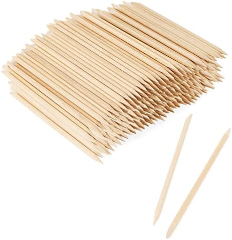 LEXININ 1000 PCS 4.5 Inch Wood Cuticle Pusher, Double Heads Wooden Cuticle Sticks, Wood Orange Nail Sticks for Manicure Pedicure